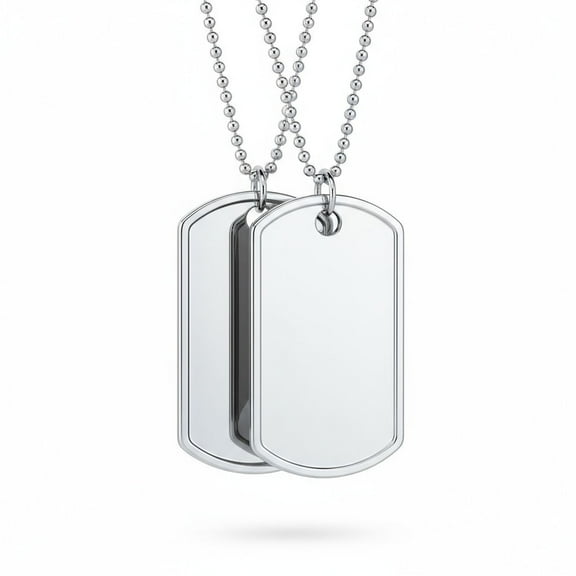 Bling Jewelry Mens Set of 2 Army Dog Tag Pendant Necklace Sterling Silver 20 Inch Chain