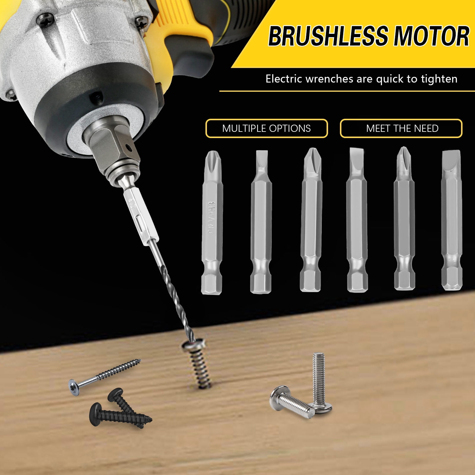 Brushless Electric Wrench with Full Copper Motor, Cordless Impact Wrench with Dual 3000mAh Batteries, Adjustable Torque Variable Speed Power Tool