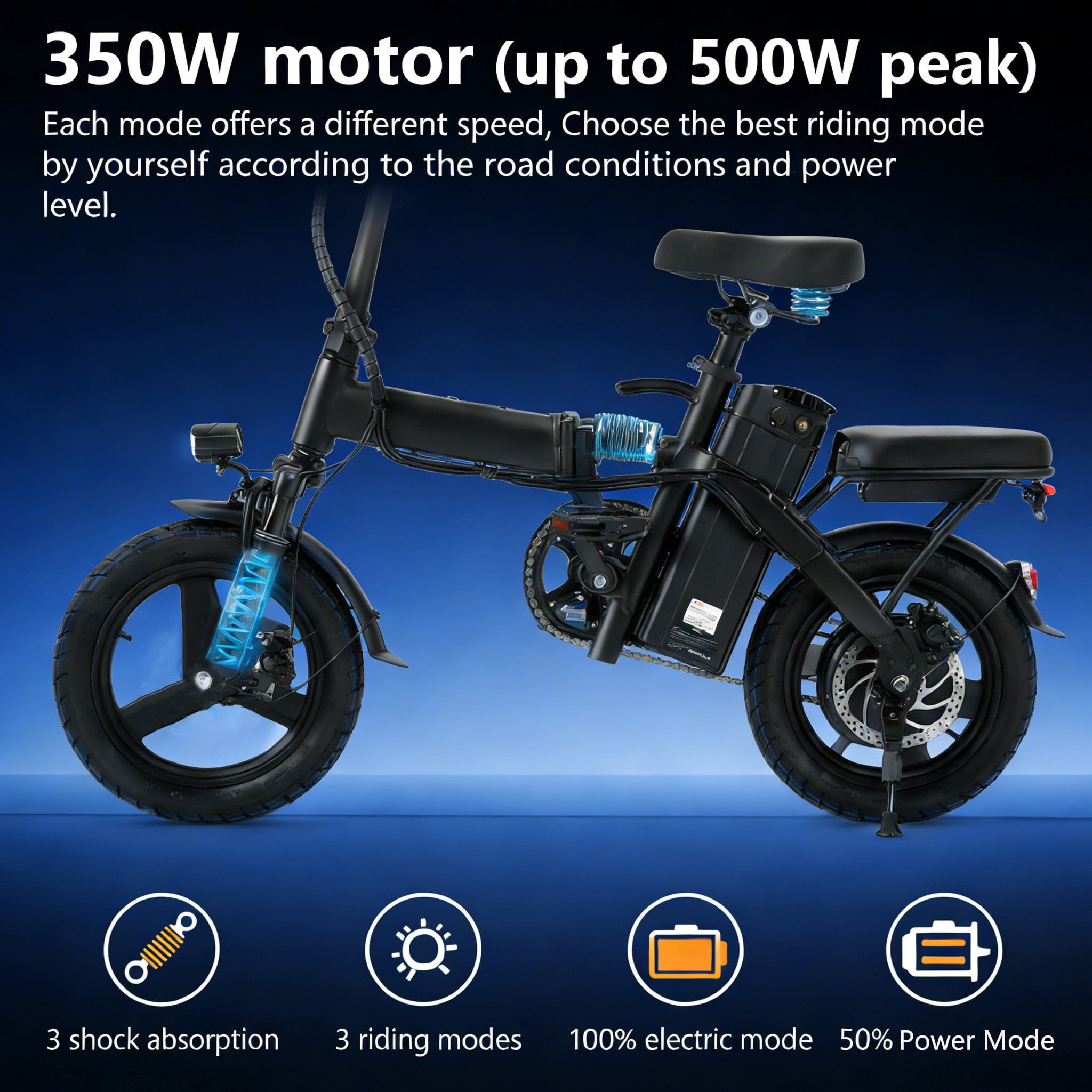 OwnGold Folding Electric Bicycles,500W Peak Motor,30 Miles 20MPH,Removable Battery,14" Mini Ebike,City Commuter E-Bike,UL2849