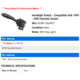 thumbnail image 2 of Headlight Switch - Compatible with 1999 - 2005 Hyundai Sonata 2000 2001 2002 2003 2004, 2 of 2