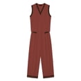 thumbnail image 4 of Kezqiaxn Womens Summer Outfits Sleeveless V-Neck Tops and Wide Leg Pants with Pockets Loungewear Set 2 Piece Sets for Women, 4 of 6