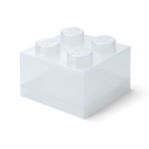 Room Copenhagen LEGO Stackable Plastic 4 Knob 5.7L Storage Box with Top Lid, Glitter Translucent