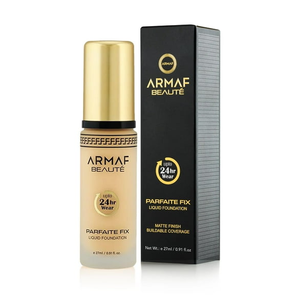 Armaf Beaut Parfaite Fix Liquid Foundation Makeup - Water Resistant, Lasts Up To 24 Hours | Natural, 27 ml/0.91 fl.oz