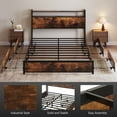 thumbnail image 4 of Zimtown King Bed Frame with 2-Tier Storage Headboard, Metal Platform Bed Frame with 4 Storage Drawers, Built in Charging Station & LED, Vintage Brown, 4 of 10