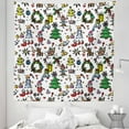 thumbnail image 1 of Cartoon Tapestry, Christmas Concepts Drawn in Style Santa Snowman Presents Mistletoe, Fabric Wall Hanging Decor for Bedroom Living Room Dorm, 5 Sizes, Multicolor, by Ambesonne, 1 of 1