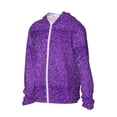 thumbnail image 3 of Goofa Glitter Purple Printed Women's UPF 50+ Sun Protection Hoodie Jacket Lightweight Long Sleeve Sun Shirt for Women with Pocket Hiking Outdoor-, 3 of 9