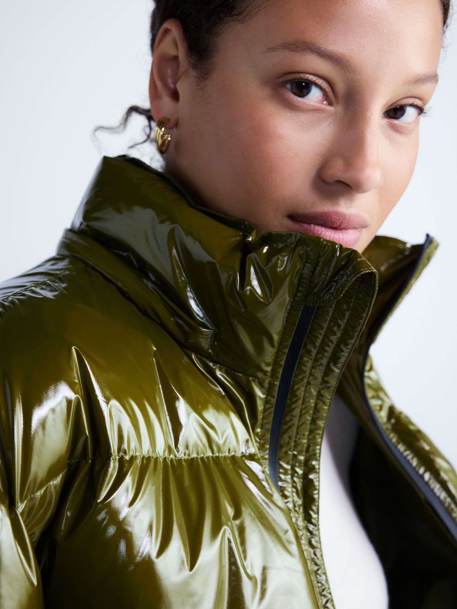 Free Assembly Women's High Gloss Puffer Parka Jacket with Hood, Sizes XXS-XXL