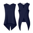 thumbnail image 4 of TKLPEHG Women's High Low Hem Sleeveless Tank Top Round Neck Casual Loose Fit Basic Cami Everyday Summer Layering Top (Dark Blue,M), 4 of 8