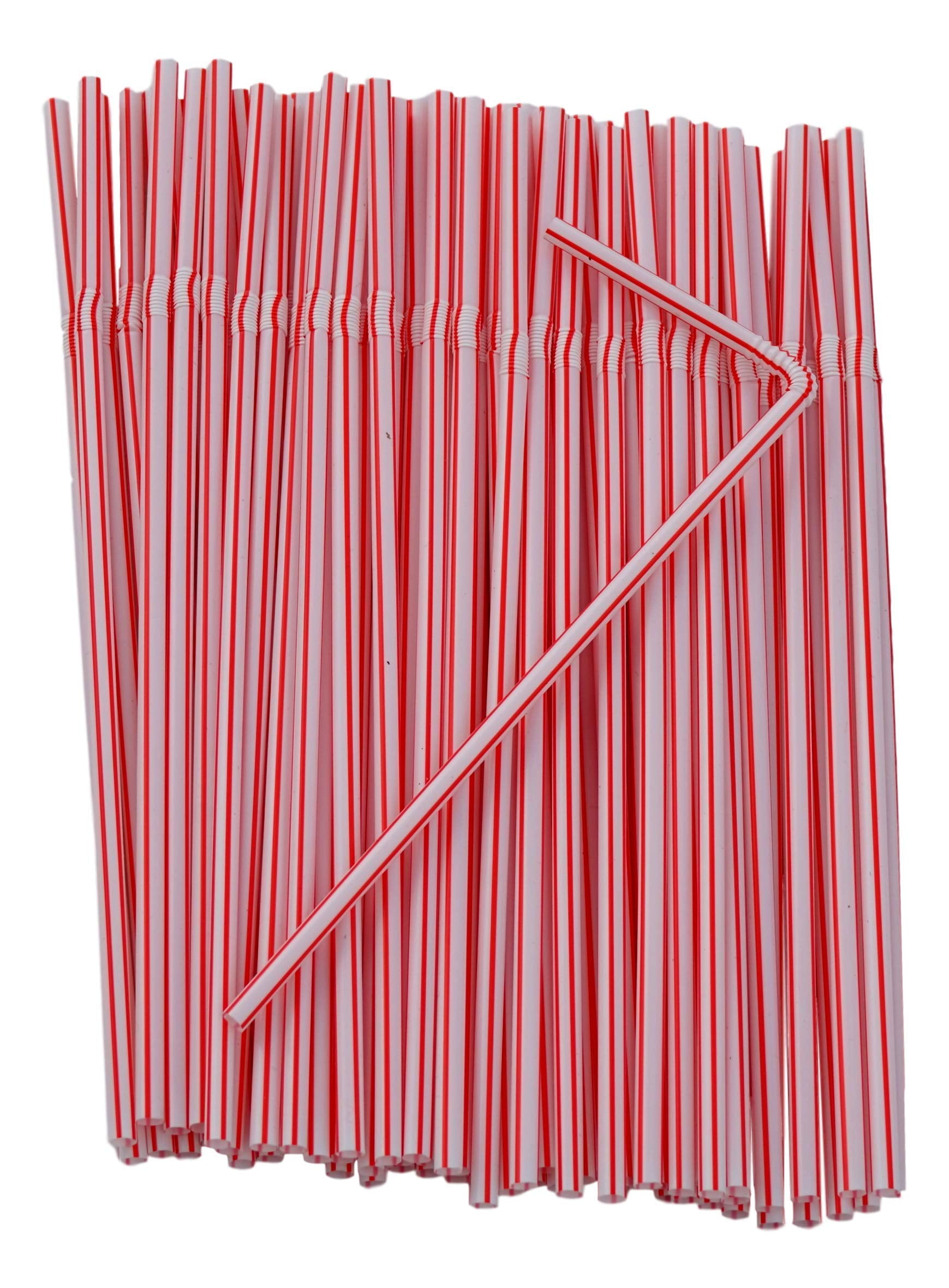 96 Red Striped Paper Straws Biodegradable Drinking Flexible Bendy Birthday  Party