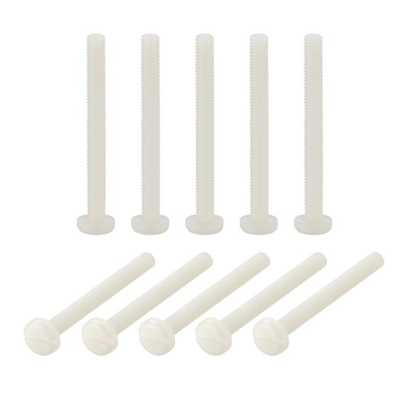 Uxcell Nylon Machine Screws, M6x60mm Slotted Pan Head Fasteners Bolts, White 40Pack