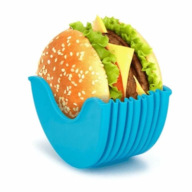 Soporte para hamburguesas, caja para hamburguesas reutilizable, clip para hamburguesas de silicona lavable y retráctil (1 pieza, azul) ShuxiuWang 9024735181132
