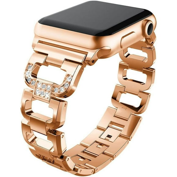 MYKOMI Compatible with Apple Watch 45mm 41mm Band -Metal Stainless Steel with Crystal Diamond Watch Band Replacement Strap for iWatch Series 8/7/6/SE/5/4/3/2/1
