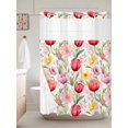thumbnail image 6 of No Hook Shower Curtain with Snap in Liner, Pink Tulips Spring Flower Waterproof Bath Curtain Double Layers with See Through Top Window, Watercolor Floral Seamless Hotel Shower Curtains 60x72in, 6 of 9