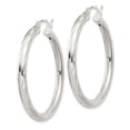 thumbnail image 3 of Auriga Fine Jewelry 925 Sterling Silver Diamond-cut Satin 3x35mm Hoop Earrings for Women, 3 of 6