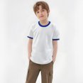 thumbnail image 2 of Bysome Boys Toddler Tops Crew Neck Short Sleeve T-Shirts Solid Color Soft Casual Summer Boy Tops Blue Size 6-7 Years, 2 of 9