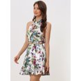 thumbnail image 3 of Conjunto de 2 piezas para mujer con cuello halter floral sin mangas con falda corta Blanco M, 3 of 5