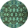 thumbnail image 1 of Ahgly Company Indoor Round Oriental Turquoise Blue Industrial Area Rugs, 5' Round, 1 of 4