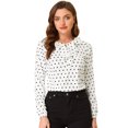 thumbnail image 1 of INSPIRE CHIC Women's Ruffle Neck Long Sleeve Polka Dots Blouse Shirt, 1 of 6