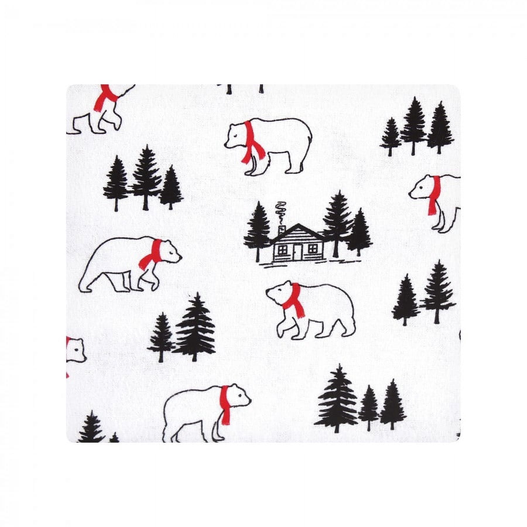 Hudson Baby Unisex Baby Cotton Poly Flannel Receiving Blankets Bundle, Buffalo Plaid Bear, One Size