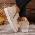 thumbnail image 5 of Rokment Platform Booties for Women Fall Winter Fashion Casual Suede Side Zipper Flat Walking Work Short Ankle Boots Beige Size 6.5, 5 of 7