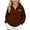 Brown, variant on fatyb Zip up Hoodies for Girls Long Sleeve Hooded Jacket Kids Cute Bow Print Sweatshirt with Pockets
