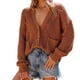 thumbnail image 2 of Moda mujer Casual manga larga cuello en V sólido señoras tejido suéter Tops Fridja  fksj2599, 2 of 6