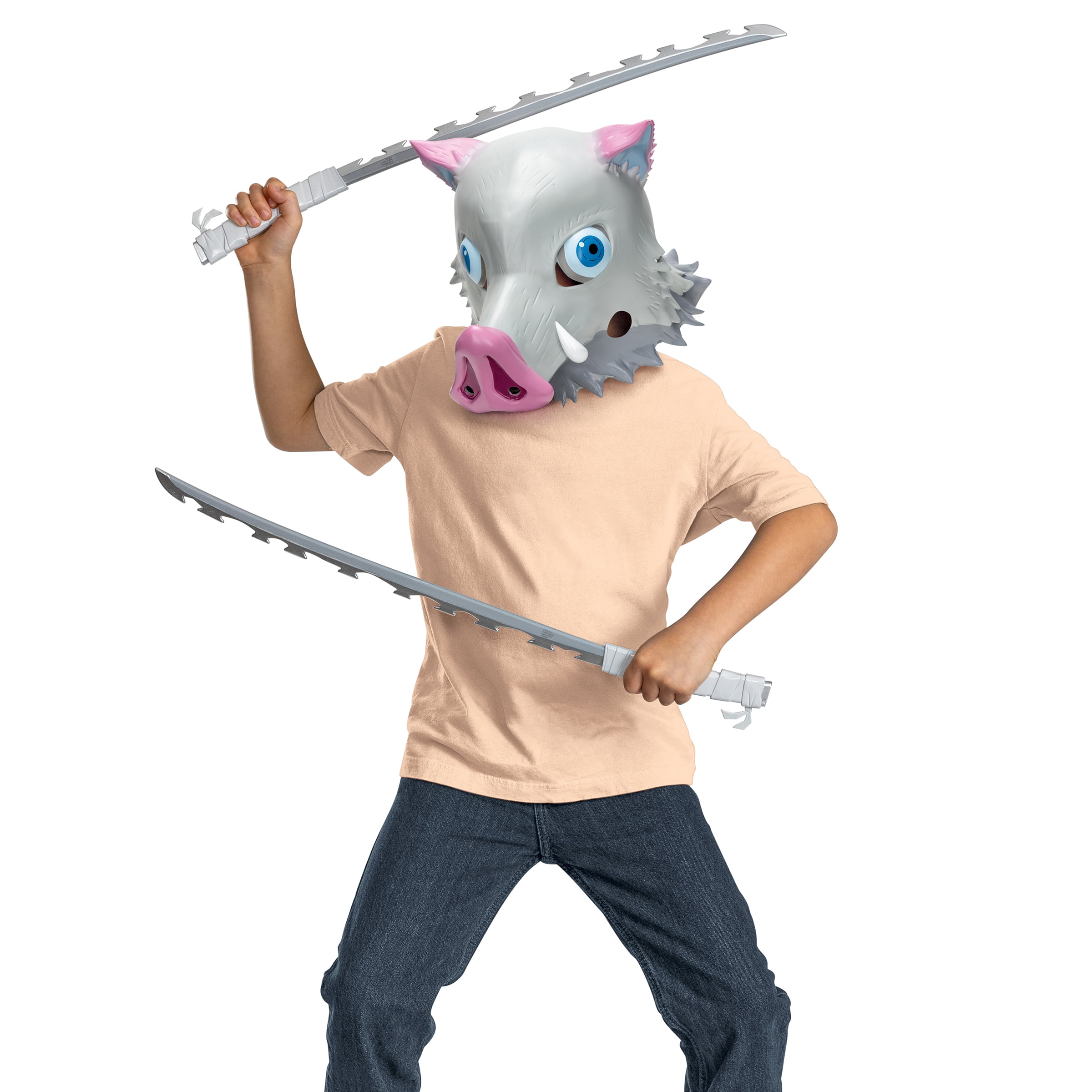 Demon Slayer Inosuke Dual Swords Set Halloween Accessory for Children, One Size, by Disguise