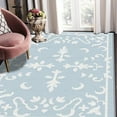 thumbnail image 2 of 1PC Light Blue and White Floral Pattern Area Rug Partial Carpet, Lightweight Washable Easy-to-Care-for Carpet Floor Mat Festival Gift, Suitable for Living Room, Bedroom, Dining Room, Office, Balcony,, 2 of 9
