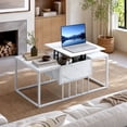 thumbnail image 2 of LIVIZA Modern Lift Top Coffee Table with Hidden Compartment, Rectangle Center Table for Living Room，White, 2 of 11