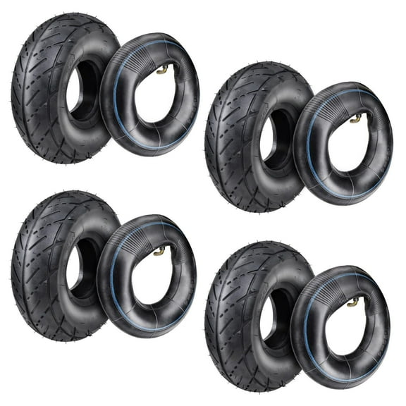 4pcs 3.00-4 (10"x3", 260x85) Tire & Inner Tube with TR87 Bent Valve Stem for Pocket Rocket E300 E325 eZip Scooter Mini Chopper Goped Bike Go Kart Bladez Gas Electric Mobility (4 Pack)