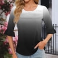 thumbnail image 5 of GERsome Short Sleeve T-Shirts for Women Trendy 3/4 Ruffle Sleeve Crew Neck Loose Fit Shirts Gradient Print Summer Casual Tunic Tops, Sizes S-3XL, 5 of 8