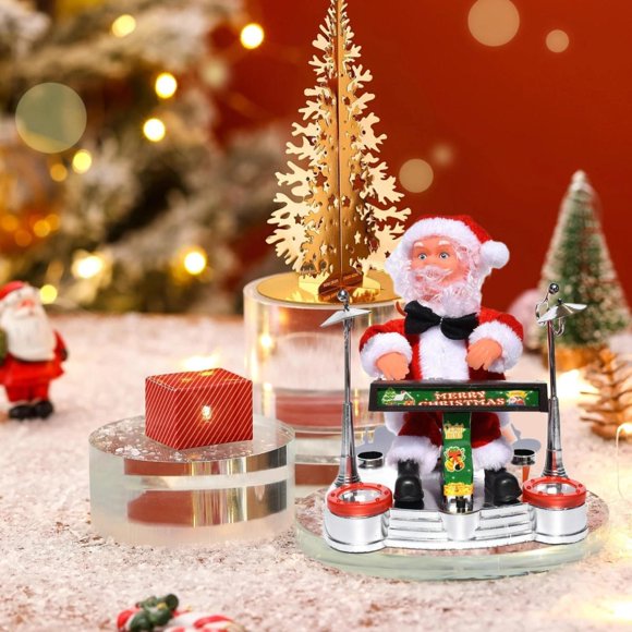Animated Santa 8 Inches Christmas Ornament Xmas Decoration Santa Figurine With Light Music And Sound Animated Singing Santa