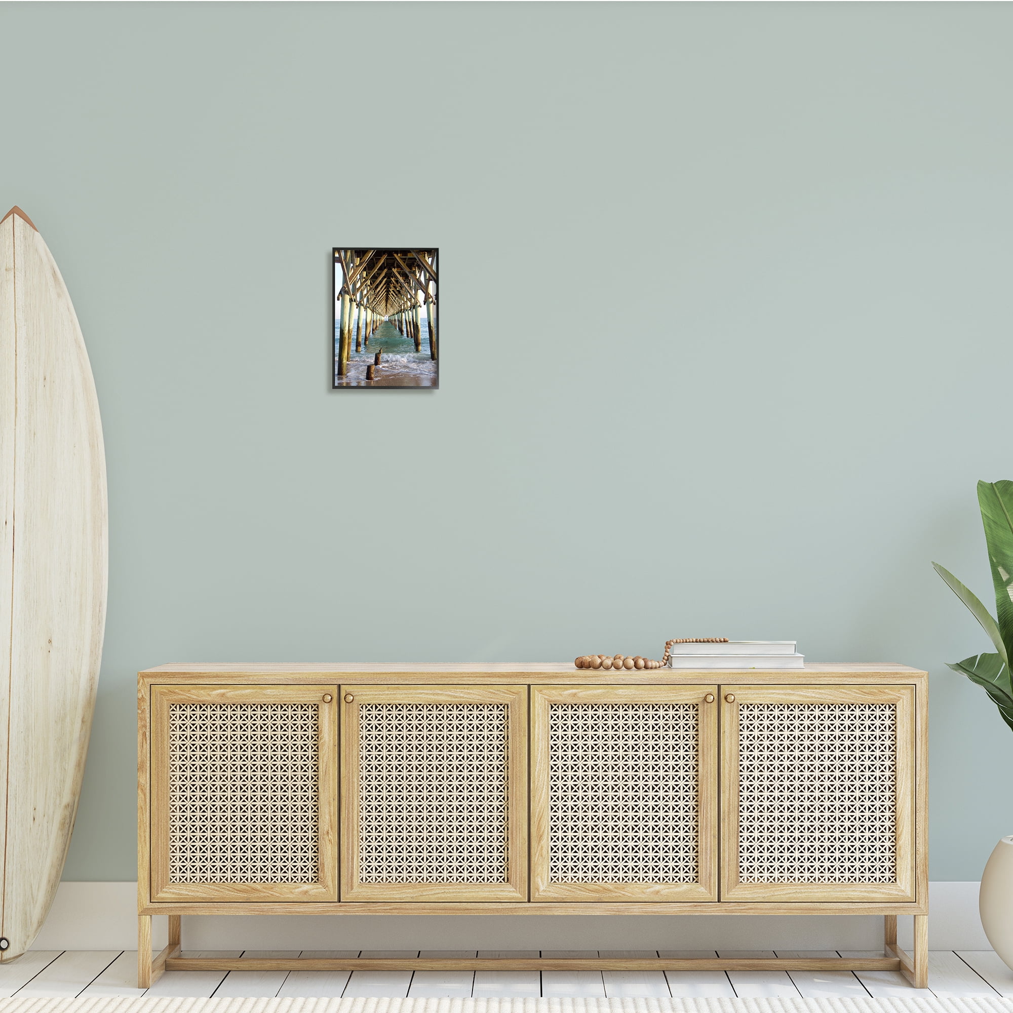 Stupell Indtries Weathered Beach Pilons Ocean Waves Under Tall Dock,11 x 14,Design by Jairo Rodriguez
