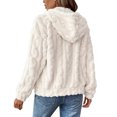 thumbnail image 4 of Wutalume Women's Plush Jacket, Casual Solid Color Hooded Drawstring Jacket, Jacquard Design for Fall and Winter, Soft and Warm, Perfect for Relaxed Fit and Comfort,Beige L, 4 of 7
