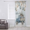 thumbnail image 3 of Blue Truck Christmas Semi Sheer Curtains Drapes for Living Room, Bedroom, French Doors Window 108 Inches Long, Xmas Balls Snowflake Vintage Rod Pocket Chiffon Curtain Drapery Voile Draperies Panel, 3 of 6