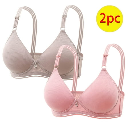 Dazajoo 2Pc Womens Wireless Bra Adjustable Straps Wirefree Underwear Solid Strap Wrap Hollow Out Bra Underwear for Women 2025 Deals Today Pink 34/75