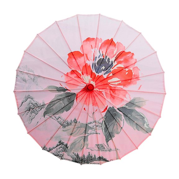 Paraguas de papel engrasado chino, sombrilla de danza antigua, sombrilla oriental para bodas Estilo E