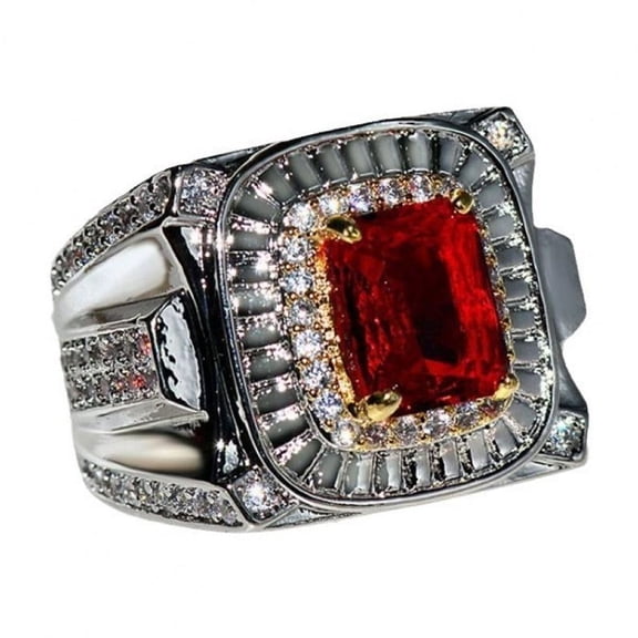 PERITANG Mens Titanium Statement Ring Wedding Band CZ Comfort Fit Modern Engagement With White Gift Box Packaging