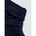 thumbnail image 4 of Navy Blue Ruched One Shoulder Bodycon Midi Dress, Elegant Evening Dress For Women, 4 of 5