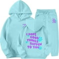 thumbnail image 2 of SGMVNU Girls Sweatsuit Set 2 Piece Outfits Boys Pullover Hoodie and Sweatpants Fall Winter Kids Clothes Tracksuit Clothing Set, Size 8-9 Years, Blue, 2 of 4