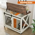 thumbnail image 2 of Kojooin Dog Crate Furniture with Flip Top, 37" Dog Cage Furniture with Sliding Barn Door, Wheels and Removable Divider, Furniture Style Dog Crate Table, Indoor Dog Kennel for Large Dogs, 2 of 9