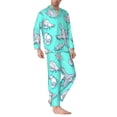 thumbnail image 2 of Fotbe Seashell And Starfish Pijama de Hombre con Estampado de Manga Larga, Conjunto de 2 Piezas, Ropa de Dormir Suave y Cómoda con Bolsillos-Small, 2 of 7