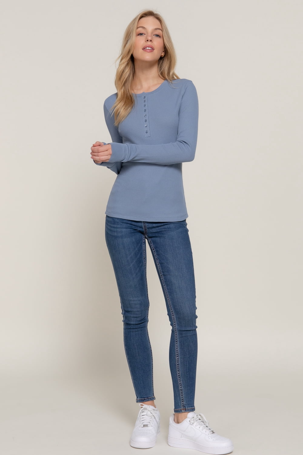 TheLovely Women's & Juniors Casual Long Sleeve Henley Thermal T-Shirts Top
