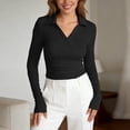 thumbnail image 5 of LiuXxxx Women's Long Sleeve Crew Neck Slim Fit Casual Basic Soft Tee Black XL, 5 of 8