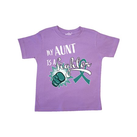 

Inktastic Ovarian Cancer Awareness My Aunt is a Fighter Gift Toddler Boy or Toddler Girl T-Shirt