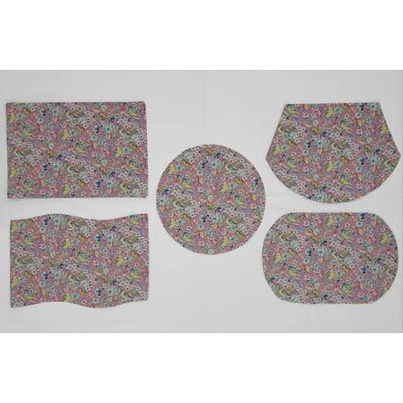 

Birds & Butterflies in Blooms Placemats by Penny s Needful Things (Wave - Set of 6) (Pink)
