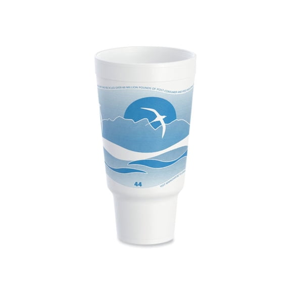 Dart Horizon Hot/Cold Foam Drinking Cups, 44 oz., Ocean Blue/White, 15/Bag, 20 Bags/Carton