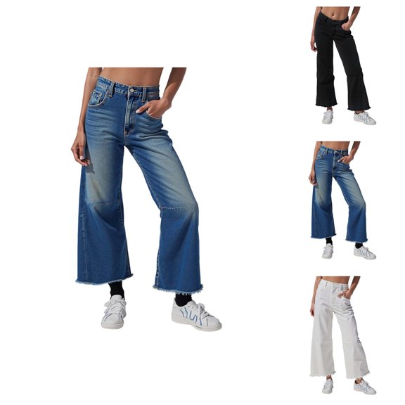 Jeans for Women 2025 Y2K Casual High Waisted Wide Leg Loose Distressed Denim Jean Pants Womens Jeans Trousers