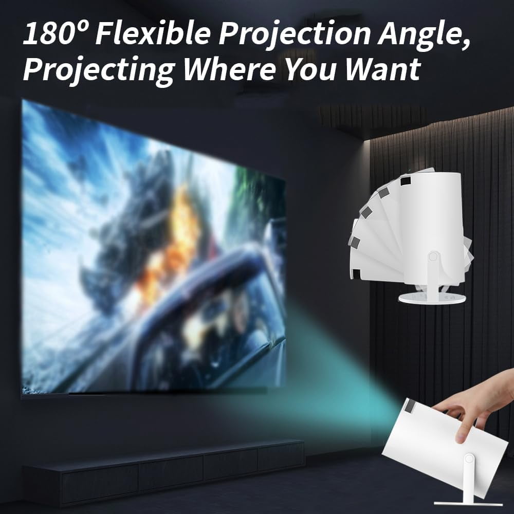 Projector with Controllers, Retro Projector, Video Game Projector with Two Controllers, Smart HD Projector with Wifi and Bluetooth, 4k HD Auto Keystone, Ultra-Fast Wireless Connection