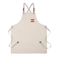 thumbnail image 1 of Delantal de lona Delantal de cocina Delantal portátil ajustable para hornear Delantal con pechera cruzada en la espalda Beige, 1 of 9